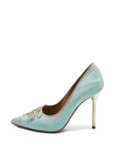 Pre-owned Malone Souliers Bow Canvas Pumps In Blue