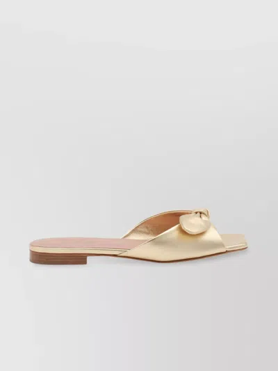 Malone Souliers Bow Detail Metallic Finish Flat Sole Mules
