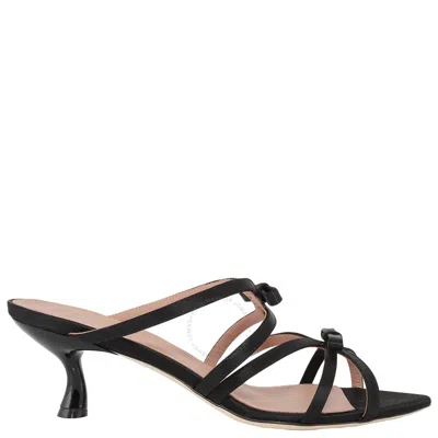 Malone Souliers Bowrama Satin Sandals In Black