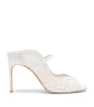 Malone Souliers Broderie And Mesh Noah Heeled Mules 90 In White