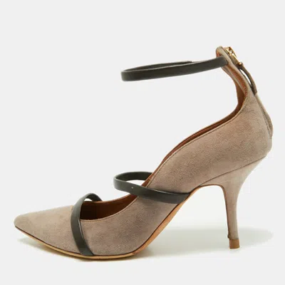 Pre-owned Malone Souliers Brown Suede Robyn Ankle Strap Pumps Size 36