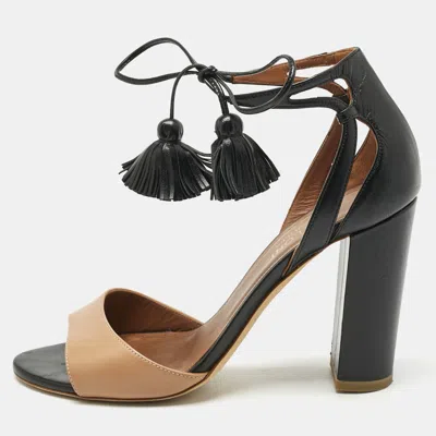 Pre-owned Malone Souliers Brown/black Leather Gladys Sandals Size 37