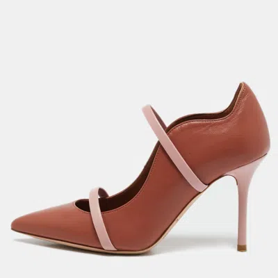Pre-owned Malone Souliers Brown/light Pink Leather Maureen Pointed Toe Pumps Size 35
