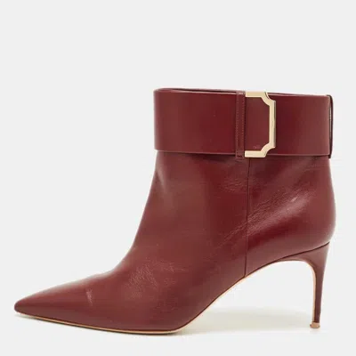 Malone Souliers Burgndy Leather Rossella Ankle Length Boots In Red