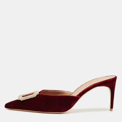 Pre-owned Malone Souliers Burgundy Velvet Mona Mules Size 39