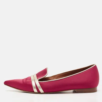 Pre-owned Malone Souliers Burgundy/gold Leather And Satin Smoking Slippers Size 39