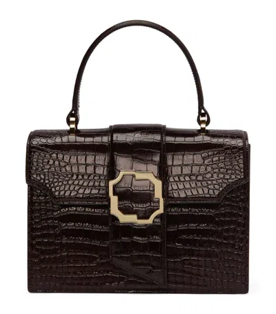 Malone Souliers By Roy Luwalt Malone Souliers Small Croc-embossed Audrey Top-handle Bag In Black