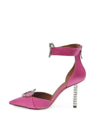 Pre-owned Malone Souliers Camille Heart-buckle Pumps In Pink