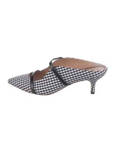 Pre-owned Malone Souliers Canvas Plaid Print Mules In Multi