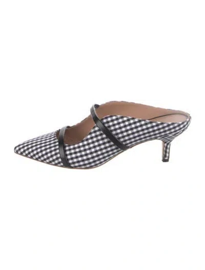 Pre-owned Malone Souliers Canvas Plaid Print Mules In Multi