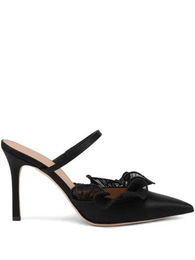 Malone Souliers Cecile Bow-detail Ruffled Mules In Black