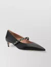 Malone Souliers Chain Kitten Heel Pointed Toe Ballerinas In Black