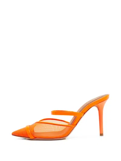 Pre-owned Malone Souliers Clio Leather Mules In Orange