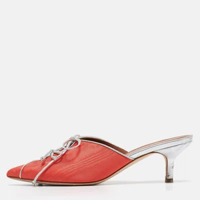Pre-owned Malone Souliers Coral Orange Grosgrain Victoria Mules Size 36