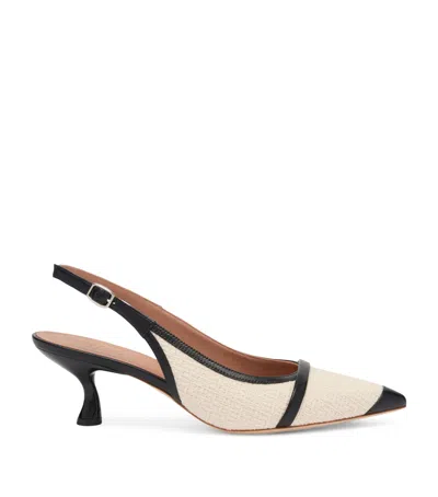 Malone Souliers Cotton Jama Slingback Heels 45 In White