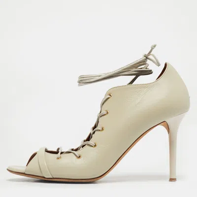 Malone Souliers Cream Leather Lace Up Pumps In Neutral