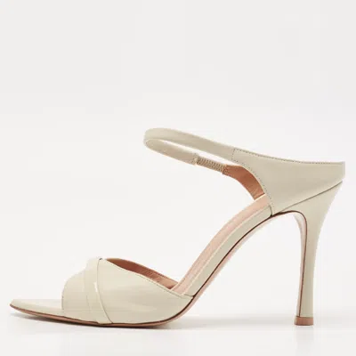 Pre-owned Malone Souliers Cream Leather Una Ankle Strap Sandals Size 38