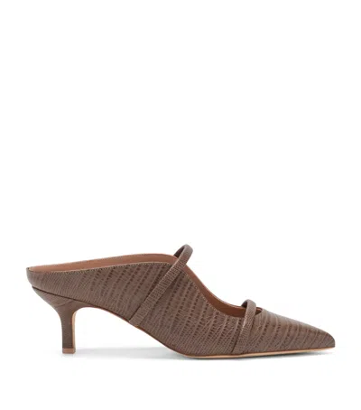 Malone Souliers Croc-embossed Leather Maureen Heeled Mules 45 In Brown