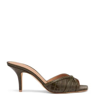 Malone Souliers Croc-embossed Leather Perla Mules 70 In Green