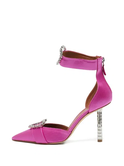 Pre-owned Malone Souliers Crystal-buckle Pumps In Pink
