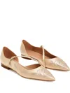 Malone Souliers Crystal-embellishment Pointed-toe Flat Pumps In Gold
