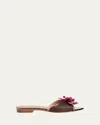 Malone Souliers Crystal Flower Raffia Leather Mule Sandals