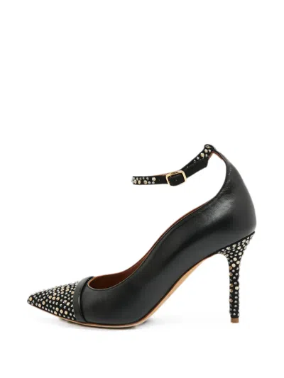 Pre-owned Malone Souliers Crystal-embellished Ankle-strap Pumps In Black