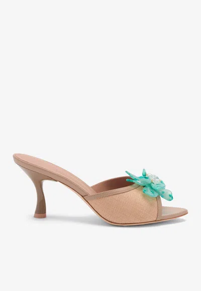 Malone Souliers Cyd 70 Flower Embellished Raffia Sandals