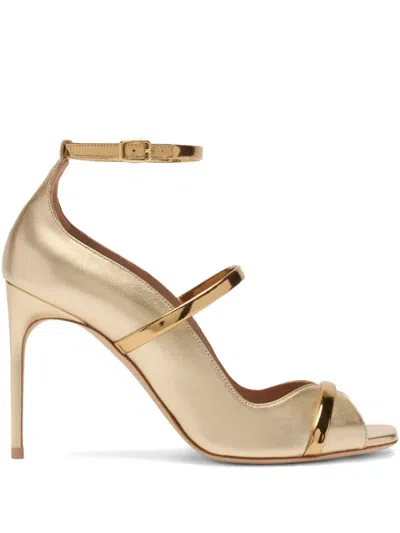 Malone Souliers Cynthia 90 Metallic Leather Sandals In Gold