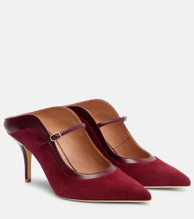 Malone Souliers Delphi 70 Suede Mules In Burgundy