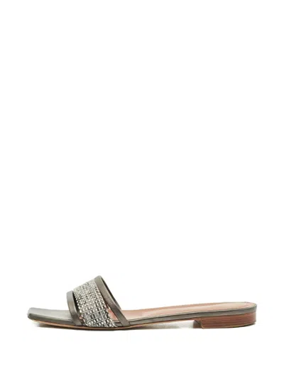 Pre-owned Malone Souliers Demi Flat Sandals In Gray