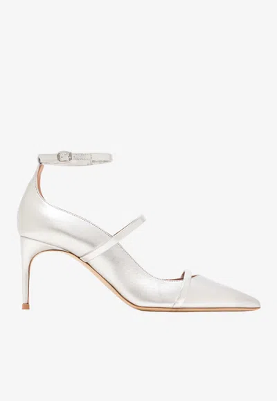 Malone Souliers Diaz 70 Metallic Leather Pumps In Silver
