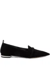 Malone Souliers Dora Suede Pointed-toe Loafers In Black