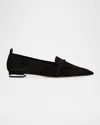 Malone Souliers Dora Suede Pointed-toe Loafers In Black