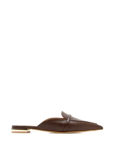 Malone Souliers Doramu Pointed Textured Mules In Brown