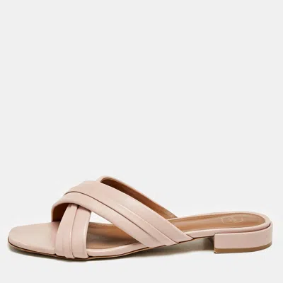 Malone Souliers Dusty Pink Leather Gavi Flat Slides In Neutral