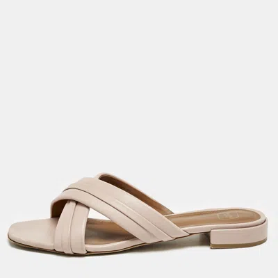 Pre-owned Malone Souliers Dusty Pink Leather Gavi Flat Slides Size 41