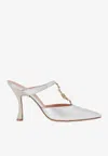Malone Souliers Embellished Leather Mules In Silver