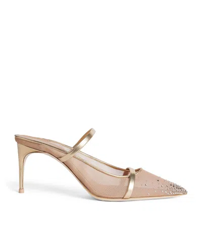 Malone Souliers Embellished Mesh Aurora Heeled Mules 70 In Beige