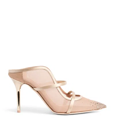 Malone Souliers Embellished Mesh Maureen Heeled Mules 85 In Pink