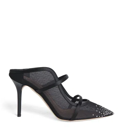 Malone Souliers Embellished Mesh Maureen Heeled Mules 85 In Black