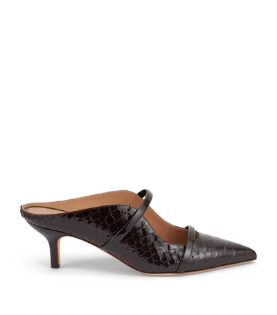 Malone Souliers Embossed Leather Maureen Mules 45 In Brown