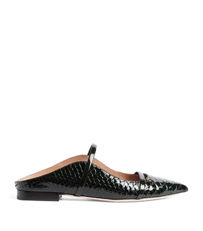 Malone Souliers Embossed Leather Maureen Mules In Green