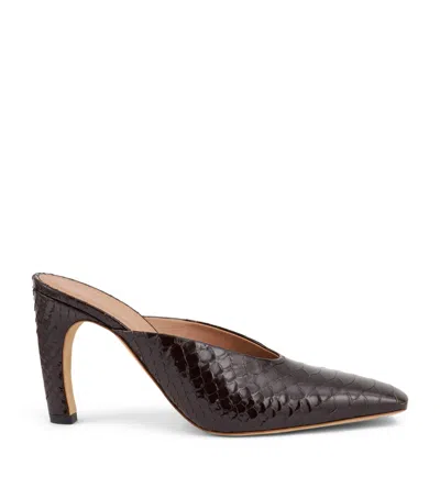 Malone Souliers Embossed Leather Rowe Mules 90 In Brown