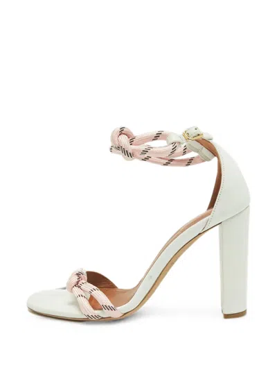 Pre-owned Malone Souliers Fenn Rope-tie Ankle-strap Sandals In White