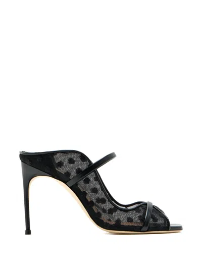 Malone Souliers Floral Mesh Strap Mules In Black