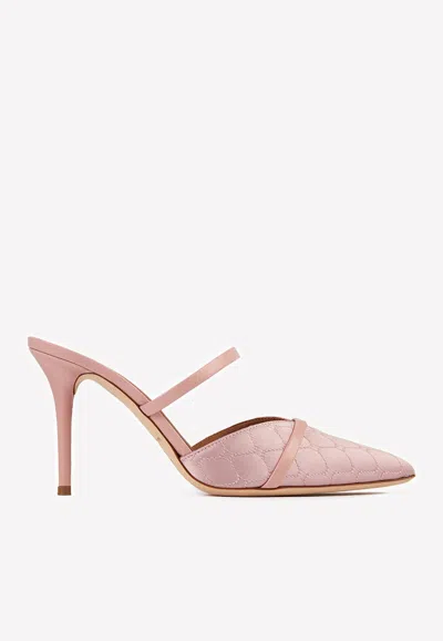 Malone Souliers Frankie 85 Quilted Satin Mules In Pink