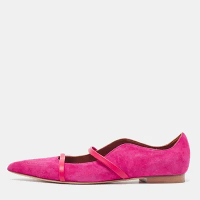 Pre-owned Malone Souliers Fuchsia/red Suede Maureen Ballet Flats Size 39 In Pink