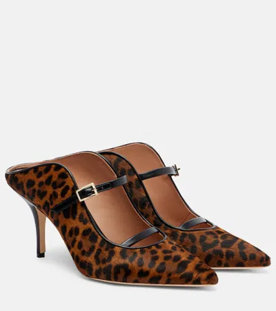 Malone Souliers Gala 70 Leopard-print Calf Hair Mules In Brown