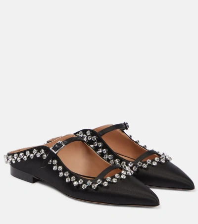 Malone Souliers Gala Embellished Satin Mules In Black